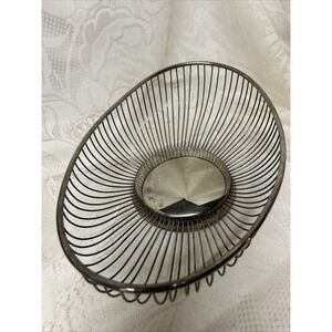 Vintage  Oval SilverPlate Wire Bread Fruit Basket Raimond Italy MCM